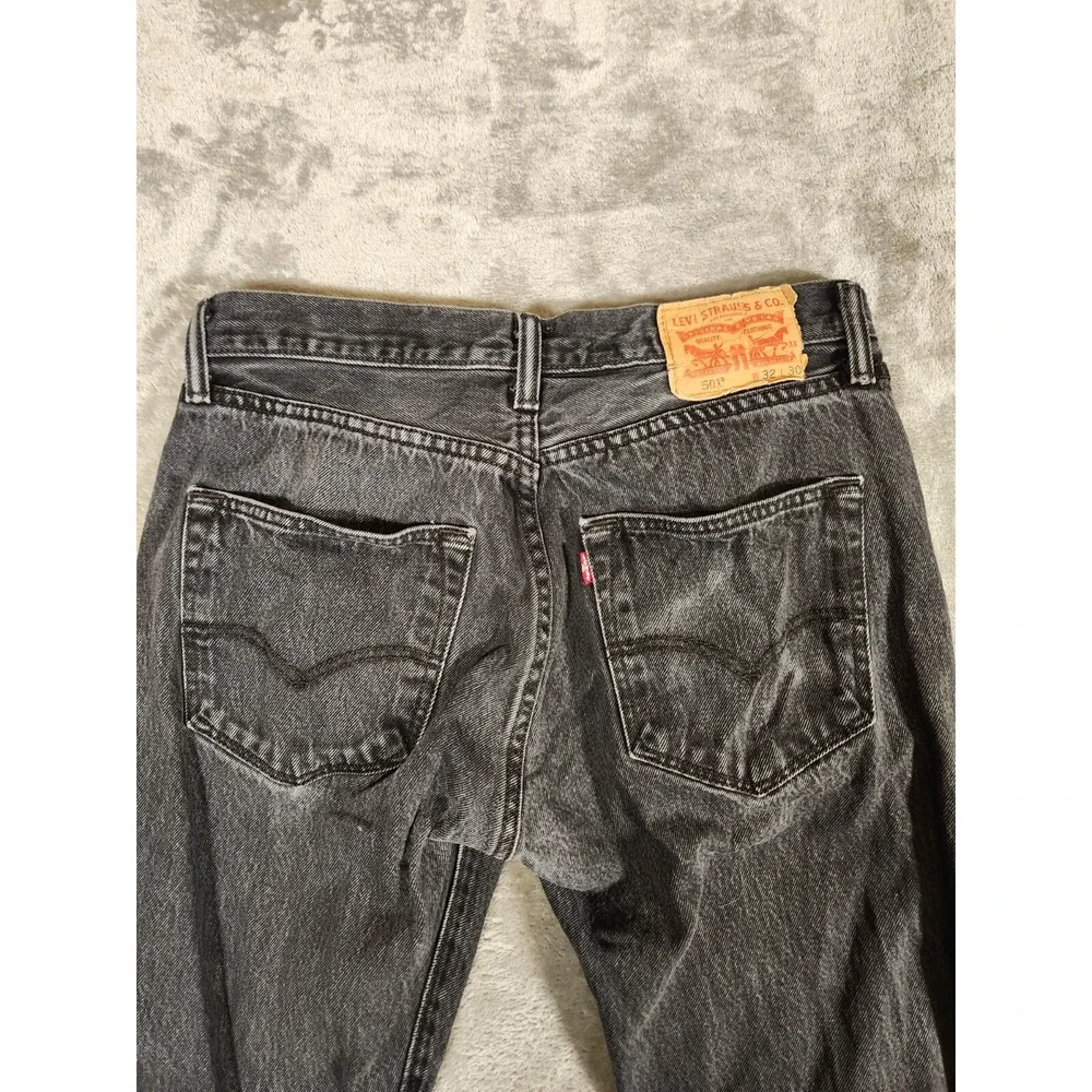 Levi's 501 Jeans Men's‎ 30X29 (Tag 32X30) Black Straight Baggie Button Fly